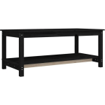 TABLE BASSE NOIR 110X55X45 CM BOIS MASSIF DE PIN