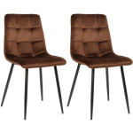 LOT DE 2 CHAISES DE SALLE À MANGER TILDE AVEC PIÈTEMENT EN MÉTAL NOIR MARRON VELOURS