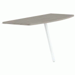 EXTENSION GALBÉE GARY POUR 2 BUREAUX 160 CM PIED BLANC PLT. CHÊNE GRIS - MBA