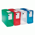 LOT DE 4 - BOÎTE DE CLASSEMENT PLASTIQUE DOC ESSENTIEL VIQUEL DOS 12 CM COULEURS TRANSLUCIDES ASSORTIES
