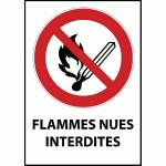 PANNEAU ISO EN 7010 - FLAMMES NUES INTERDITES - P003  - 210 X 297 MM (A4) - PVC À VISSER