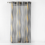 VOILAGE A OEILLETS 140 X 240 CM ONDULYS JAUNE ET ANTHRACITE