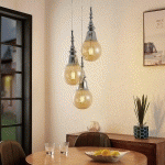 LUCANDE GESJA SUSPENSION, 3 LAMPES, RONDE, CHROMÉE
