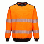 PORTWEST PW379 SWEAT À COL ROND PW3 HAUTE-VISIBILITÉ ORANGE/NOIR - TAILLE M