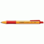 STYLO A BILLE RETRACTABLE STABILO AVEC GRIP CONFORT GAMME GREEN 80% RECYCLE - ENCRE ROUGE