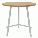 TABLE RESTAURATION CLARA - Ø80CM - H 735 CM - CHÊNE - BLANC - EOL