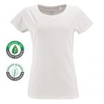 TEE-SHIRT PERSONNALISABLE BLANC FEMININ 155 GRS ORGANIC COTON BIO