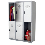 VESTIAIRES MULTICASES MONOBLOCS 3 COLONNES 2 CASES GRIS / GRIS LARGEUR 300 MM