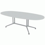 TABLE DE RÉUNION PLATEAU OVALE L.240 BLANC PIEDS ALU - QUADRIFOGLIO