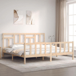 CADRE DE LIT AVEC T�TE DE LIT 200X200 CM BOIS MASSIF - VIDAXL