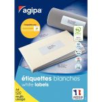 ÉTIQUETTES ADHESIVES BLANCHES MULTI-USAGES, 38  X 21,2 MM -  6500 ETIQUETTES PAR BOÎTE, 65 ETIQUETTES PAR FEUILLE (BOÎTE 6500 UNITES)