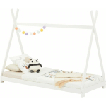 LIT MONTESSORI TIPI ELIN, 90 X 190 CM LIT CABANE ENFANT EN PIN MASSIF LASURÉ BLANC - BLANC