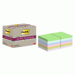 LOT DE 12 - NOTES REPOSITIONNABLES RECYCLÉES COULEURS SUPER STICKY POST-IT - BOÎTE DISTRIBUTRICE - BLOC DE 70 FEUILLES
