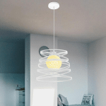 WOTTES - LUSTRE SUSPENSION CRÉATIF INDUSTRIEL LAMPE ABAT-JOUR MÉTAL 30CM E27 POUR SALON CUISINE CHAMBRE BAR - BLANC - BLANC