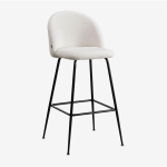 TABOURET HAUT EN CHENILLE KANA DESIGN SKLUM 75 CM BLANC NOIR - ↑75 CM NOIR BLANC