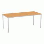 TABLE À MANGER VERSYS AVEC BASE ARGENTÉE RAL 9006 180 X 80 X 743 CM HÊTRE