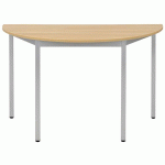 TABLE UNIVERSALIS DEMI-ROND 140X70 PLT CHÊNE/9006 ALUMINIUM