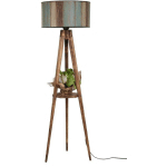 LAMPADAIRE TRÉPIED LUNCTURA 165CM BOIS NATUREL ET TISSU EFFET LAMBRIS MULTICOLORE - MULTICOLORE