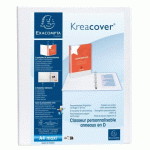 LOT DE 10 - CLASSEUR 4 ANNEAUX CARTONNÉ EXACOMPTA KREACOVER® PERSONNALISABLE A4 MAXI- DOS 3,8 CM BLANC