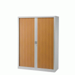ARMOIRE HAUTE MÉTAL H 160 X L 120 À RIDEAUX MONOBLOC GÉNÉRIC ALU-MERISIER