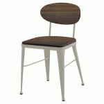 CHAISE AUSTIN ASS/DOS PIN VIEILLI FONCÉ - PIÈT ACIER TAUPE - JAYSO