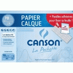 FEUILLES PAPIER CALQUE CANSON - SATIN - 70G  - A4  - LIVREE AVEC PASTILLES REPOSITIONNABLES - POCHETTE DE 12