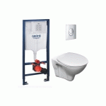 GROHE - PACK WC BÂTI-SUPPORT RAPID SL + WC CERSANIT S-LINEPRO + ABATTANT + PLAQUE CHROME