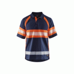 POLO DE TRAVAIL HAUTE-VISIBILITÉ ANTI-UV 3338 - BLEU MARINE ET ORANGE FLUO - M BLAKLADER