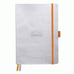 RHODIARAMA GOALBOOK SOUPLE A5 240 PAGES DOT PAPIER IVOIRE 90G - ARGENT