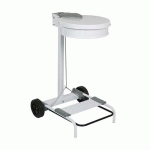 SUPPORT SAC À PÉDALE MOBILE HACCP ECO EN ACIER POUDRÉ 100L - DIM. L54,6 X H94 X P60 CM BLANC