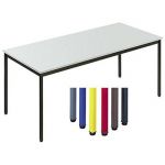 TABLE POLYVALENTE RECTANGLE - L. 180 X P. 80 CM - PLATEAU GRIS - PIEDS ROUGE