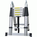 Dlt709b echelle télescopique multi-fonctions en alu de 5.60m, 18 échelons - gris - varan motors