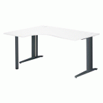 BUREAU COMPACT EXCELLENS L 160 CM BLANC RETOUR À GAUCHE PIÉTEMENT MÉTAL PLUS ANTHRACITE