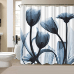 LÉGANT TULIPE BLEU FLEUR POLYESTER TISSU RIDEAU DE DOUCHE DESIGNER DÉCOR SALLE DE BAINS RIDEAU AQUARELLE FLEUR COLLECTION IMPRESSION NUMÉRIQUE 180 X