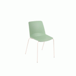 LOT DE 2 - CHAISE OSLO, COQUE PLASTIQUE VERT PASTEL, PIÈTEMENT MÉTAL BLANC IVOIRE