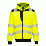 PORTWEST PW327 PW3 - SWEAT À CAPUCHE ZIPPÉ HAUTE-VISIBILITÉ JAUNE/NOIR - TAILLE XL