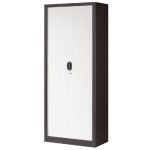 ARMOIRE MÉTAL CONFORT - A RIDEAUX - H. 198 X L. 80  CM - CORPS ANTHRACITE - RIDEAUX BLANC