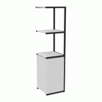 BIBLIOTHÈQUE LUMYA L 40 X P 41,5 X H 162 CM MODULE SUIVANT STRUCTURE MÉTAL NOIR 1 PORTE BLANC