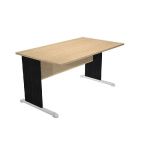 BUREAU DROIT PRONTO TENDANCE - L.140 X P.80 CM - PLATEAU CHÊNE - PIEDS L NOIR