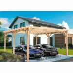 CARPORT VOITURE EN BOIS LAMELLÉ-COLLÉ LUGO/MARSELLA 6X5 M MADERLAND