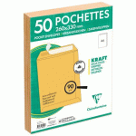 LOT DE 5 - PAQUET DE 50 POCHETTES KRAFT MILLERAIES BRUN 24-260X330 MM - AUTO-ADHÉSIVES - 90G/M2 - BRUN