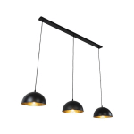 QAZQA - MAGNAX - SUSPENSION MULTIPLES - 3 LUMIÈRE - L 138 CM - NOIR - RUSTIQUE - ÉCLAIRAGE INTÉRIEUR - SALON I CHAMBRE I CUISINE I SALLE À MANGER