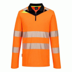 PORTWEST DX419 POLO MANCHES LONGUES HV DX4 ORANGE/NOIR - TAILLE S