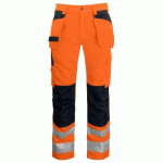 PROJOB 6531 PANTALON POLYCOTON PRIO EN ISO 20471 CLASSE 2 ORANGE/NOIR - TAILLE 36