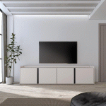 SKRAUT HOME - MEUBLE TV EFFET BOIS BEIGE 207X35X50CM