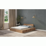 LIT GALION ET TÊTE DE LIT KAUAI  BOIS NATUREL 140X190 CM