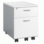 CAISSON MOBILE BOIS SQUADRA CAISSON GRIS ALUMINIUM 2 TIROIRS BLANC