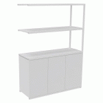 BIBLIOTHÈQUE LUMYA L 120 X P 41,5 X H 162 CM MODULE SUIVANT STRUCTURE MÉTAL BLANC 3 PORTES BLANC