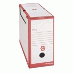 LOT DE 20 - BOÎTE ARCHIVES CARTON BRUNEAU - DOS 12 CM - HAUTE RÉSISTANCE - ROUGE
