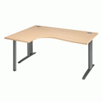 BUREAU COMPACT EXCELLENS L 160 CM HÊTRE RETOUR À GAUCHE RÉGLABLE EN HAUTEUR PIÉTEMENT MÉTAL PLUS ANTHRACITE